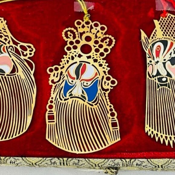5 Oriental Asian Mask Gold metal Bookmarks Ornaments All are 3.25" tall by 2" wi - Picture 6 of 8